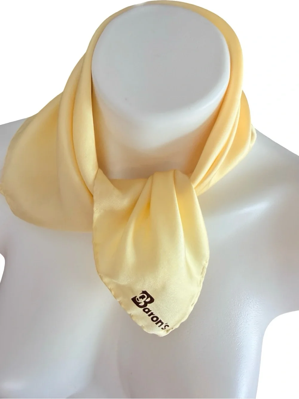 Oleg Cassini Burmel 100% Silk 20” Square Scarf Butter Yellow Neckerchief Vintage
